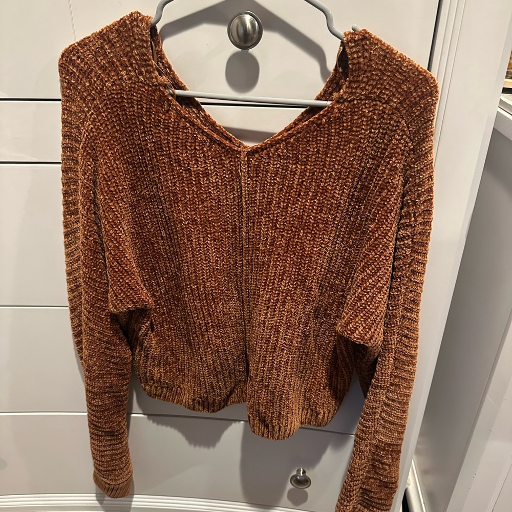 Women's Brown Velvet Sweater
